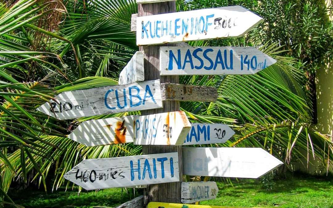 Post with directional signs